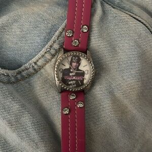 Vintage Disney®️ Camp Rock Joe Jonas image watch in magenta with bling. Like New
